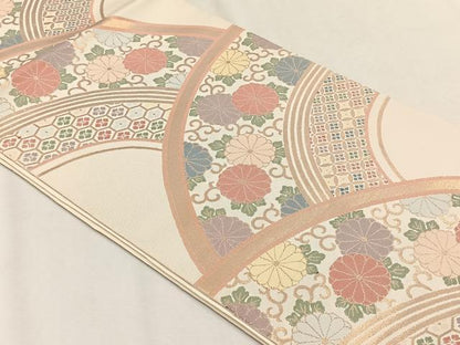 平和屋着物◎六通柄　本袋帯　吉祥菊唐草文　金糸　正絹　逸品　CABH7464yk
