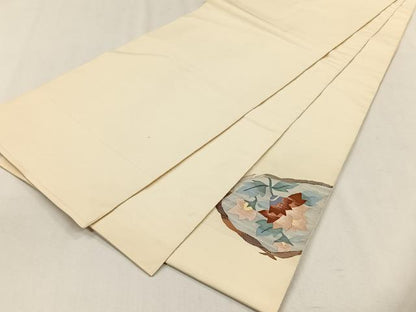 平和屋着物◎太鼓柄袋帯　すくい織　更紗花文　正絹　逸品　CABH7465yk
