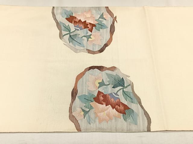 平和屋着物◎太鼓柄袋帯　すくい織　更紗花文　正絹　逸品　CABH7465yk