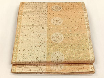 平和屋着物◎六通柄袋帯　花唐草丸文　金糸　正絹　逸品　CABH7470yk