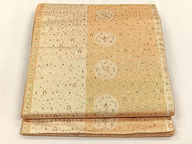 平和屋着物◎六通柄袋帯　花唐草丸文　金糸　正絹　逸品　CABH7470yk