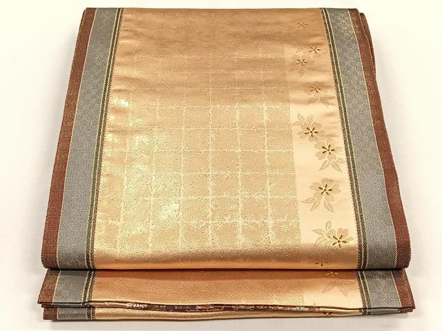 平和屋着物◎両面　六通柄袋帯　唐織　松竹梅　花車　金糸　正絹　逸品　CABH7471yk