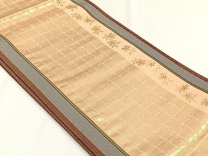 平和屋着物◎両面　六通柄袋帯　唐織　松竹梅　花車　金糸　正絹　逸品　CABH7471yk