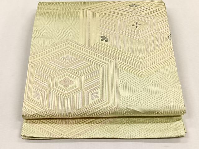 平和屋着物◎六通柄袋帯　唐織　亀甲松葉文　銀糸　正絹　逸品　CABH7472yk