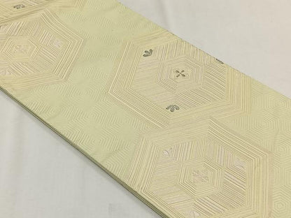 平和屋着物◎六通柄袋帯　唐織　亀甲松葉文　銀糸　正絹　逸品　CABH7472yk