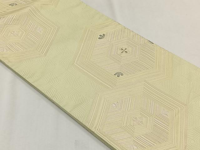 平和屋着物◎六通柄袋帯　唐織　亀甲松葉文　銀糸　正絹　逸品　CABH7472yk