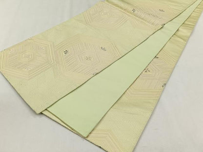 平和屋着物◎六通柄袋帯　唐織　亀甲松葉文　銀糸　正絹　逸品　CABH7472yk