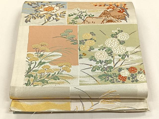 平和屋着物◎六通柄袋帯　色紙花競　金銀糸　正絹　逸品　CABH7474yk