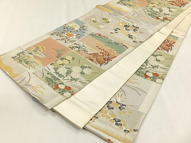 平和屋着物◎六通柄袋帯　色紙花競　金銀糸　正絹　逸品　CABH7474yk
