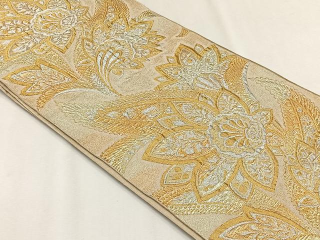 平和屋着物◎六通柄京袋　本袋帯　更紗花文　金銀糸　正絹　逸品　CABH7475yk