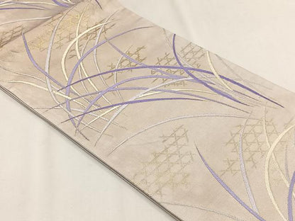 平和屋着物◎六通柄袋帯　舞葉文　金糸　正絹　逸品　CABH7476yk