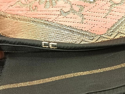 平和屋着物◎六通柄　本袋帯　亀甲花文　黒地　金銀糸　CABH7477yk