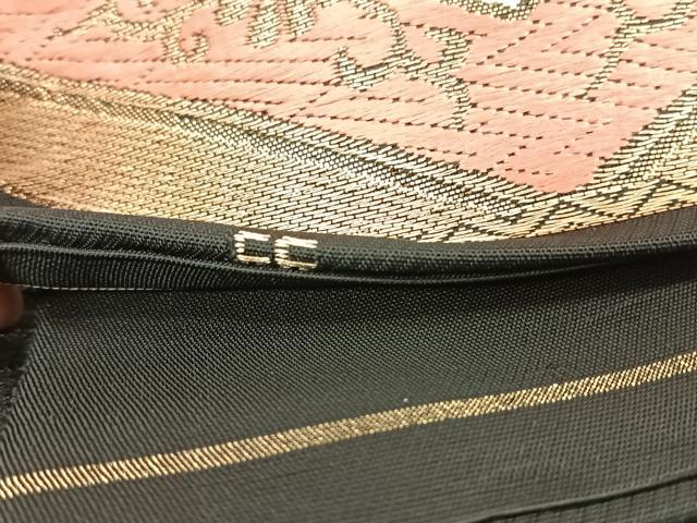 平和屋着物◎六通柄　本袋帯　亀甲花文　黒地　金銀糸　CABH7477yk