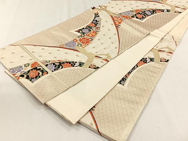 平和屋着物◎六通柄袋帯　唐織　九百錦　束ね熨斗花文　金糸　正絹　逸品　CABH7479yk