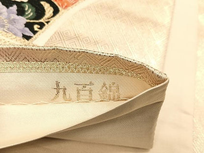 平和屋着物◎六通柄袋帯　唐織　九百錦　束ね熨斗花文　金糸　正絹　逸品　CABH7479yk