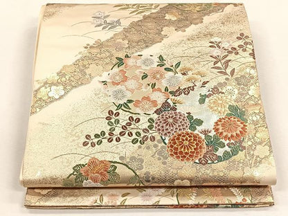 平和屋着物◎六通柄袋帯　唐織　草花丸文　金銀糸　正絹　逸品　CABH7480yk