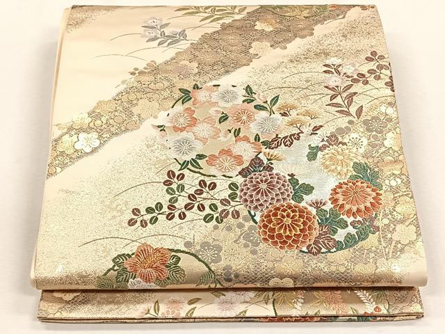 平和屋着物◎六通柄袋帯　唐織　草花丸文　金銀糸　正絹　逸品　CABH7480yk