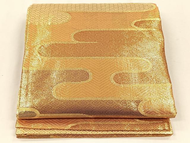 平和屋着物◎佐賀錦　六通柄袋帯　エ霞文　金糸　正絹　逸品　CABH7482yk