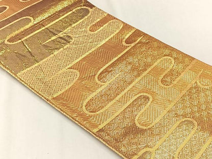 平和屋着物◎佐賀錦　六通柄袋帯　エ霞文　金糸　正絹　逸品　CABH7482yk