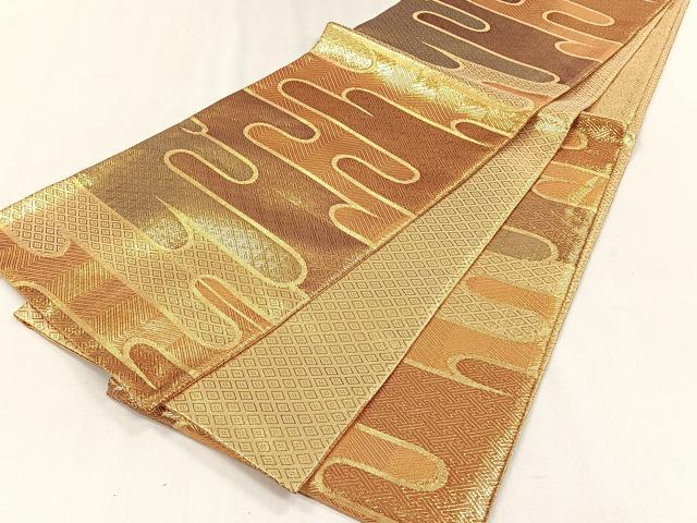 平和屋着物◎佐賀錦　六通柄袋帯　エ霞文　金糸　正絹　逸品　CABH7482yk