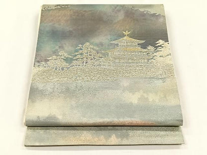 平和屋着物◎西陣　服部織物謹製　六通柄袋帯　こはく錦　手工芸　金糸　引箔　正絹　逸品　未使用　CABH7483yk