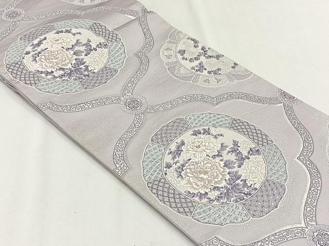 平和屋着物◎六通柄袋帯　唐織　八凌陶花文　金銀糸　正絹　逸品　未使用　CABH7484yk