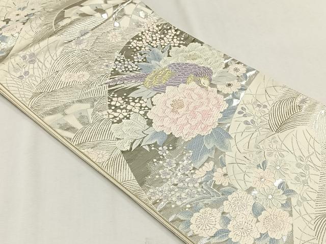 平和屋着物◎六通柄袋帯　唐織　京どんす　プラチナ箔二重織　正絹　逸品　CABH7491yk