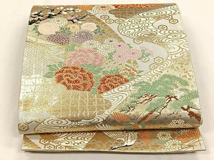 平和屋着物◎佐賀錦　六通柄袋帯　京絵巻　金糸　正絹　逸品　CABH7492yk