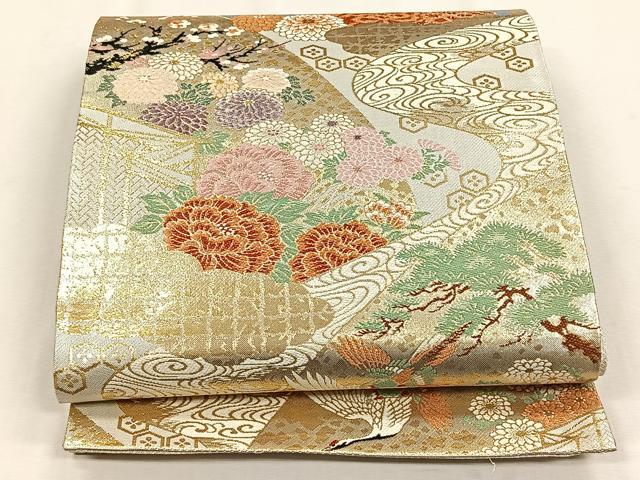 平和屋着物◎佐賀錦　六通柄袋帯　京絵巻　金糸　正絹　逸品　CABH7492yk