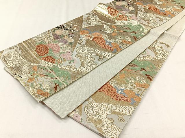 平和屋着物◎佐賀錦　六通柄袋帯　京絵巻　金糸　正絹　逸品　CABH7492yk
