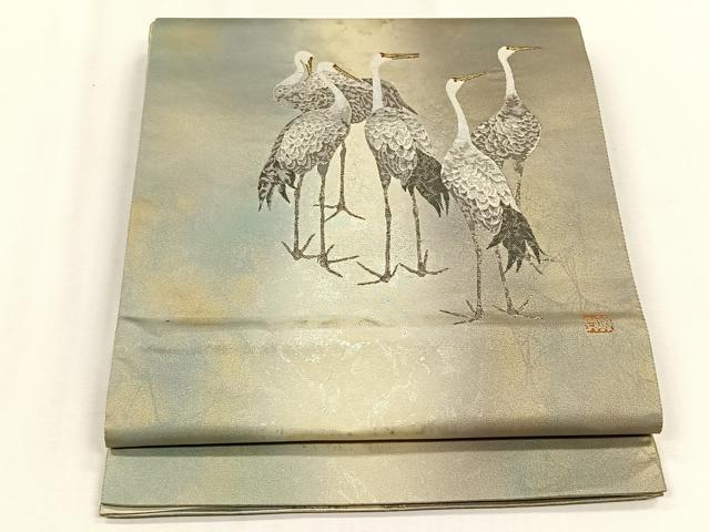 平和屋着物◎太鼓柄袋帯　作家物　なべつる　正絹　逸品　CABH7495yk