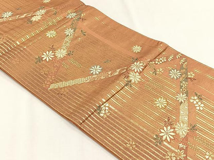 平和屋着物◎六通柄袋帯　松竹梅　金糸　正絹　逸品　未使用　CABH7496yk