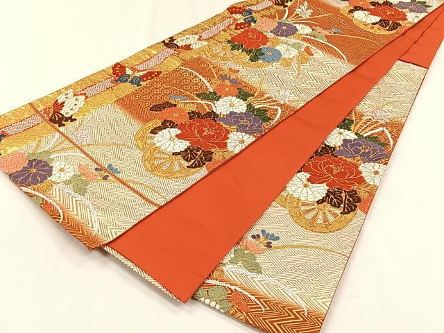 平和屋着物◎六通柄袋帯　唐織りつづれ　花車文　金銀糸　正絹　逸品　CABH7497yk