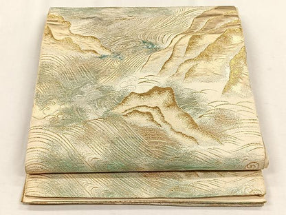 平和屋着物◎西陣　六通柄袋帯　流水文　金銀糸　正絹　逸品　CABH7499yk