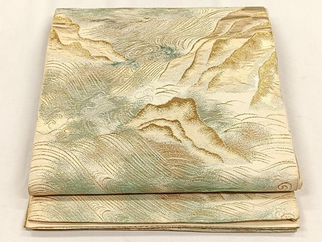 平和屋着物◎西陣　六通柄袋帯　流水文　金銀糸　正絹　逸品　CABH7499yk
