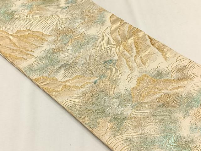 平和屋着物◎西陣　六通柄袋帯　流水文　金銀糸　正絹　逸品　CABH7499yk