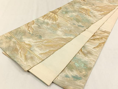 平和屋着物◎西陣　六通柄袋帯　流水文　金銀糸　正絹　逸品　CABH7499yk
