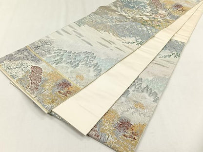 平和屋着物◎六通柄袋帯　九百錦　高原有情　銀糸　正絹　逸品　CABH7501yk