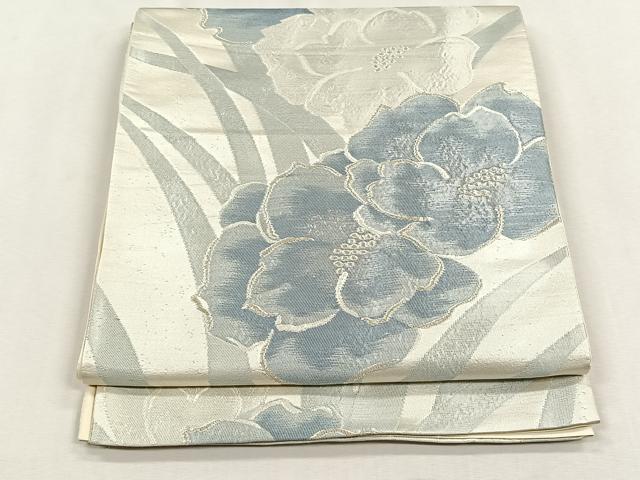 平和屋着物◎六通柄袋帯　舞花文　銀糸　正絹　逸品　CABH7503yk