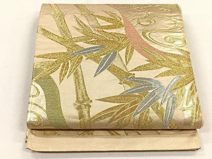平和屋着物◎六通柄袋帯　笹竹文　金銀糸　正絹　逸品　CABH7504yk
