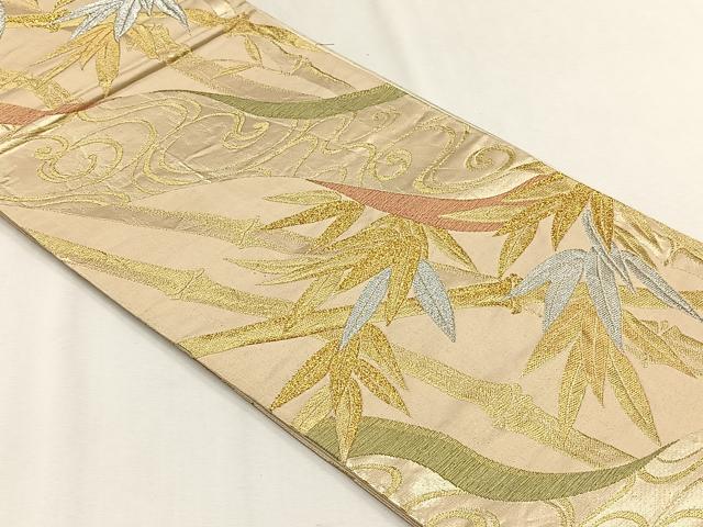 平和屋着物◎六通柄袋帯　笹竹文　金銀糸　正絹　逸品　CABH7504yk