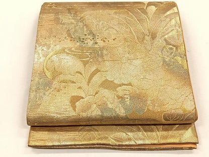 平和屋着物◎六通柄袋帯　菊　金糸　正絹　逸品　CABH7513yk