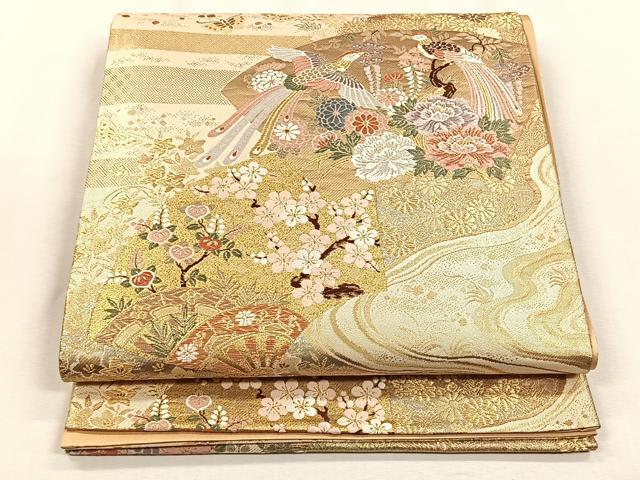 平和屋着物◎六通柄袋帯　唐織　蒔絵　金糸　正絹　逸品　CABH7519yk