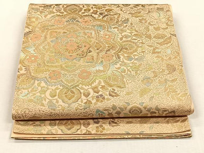 平和屋着物◎六通柄袋帯　正倉院花唐草文　金銀糸　正絹　逸品　CABH7520yk