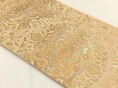 平和屋着物◎六通柄袋帯　正倉院花唐草文　金銀糸　正絹　逸品　CABH7520yk