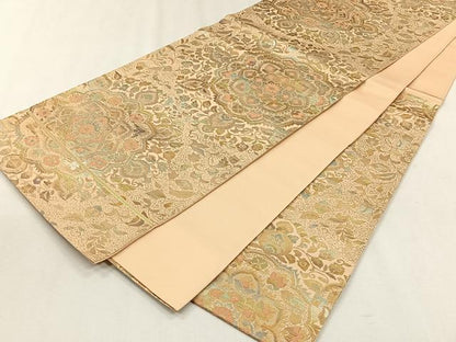 平和屋着物◎六通柄袋帯　正倉院花唐草文　金銀糸　正絹　逸品　CABH7520yk