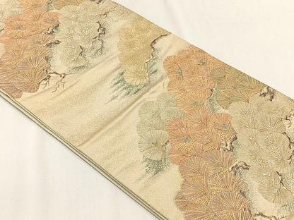 平和屋着物◎六通柄袋帯　千歳翠明文　金銀糸　正絹　逸品　CABH7522yk