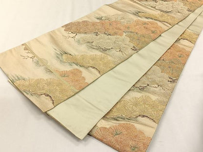 平和屋着物◎六通柄袋帯　千歳翠明文　金銀糸　正絹　逸品　CABH7522yk
