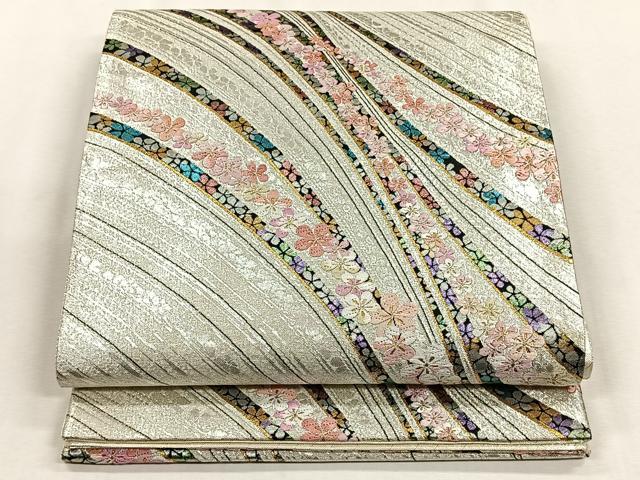 平和屋着物◎六通柄袋帯　舞花文　金銀糸　正絹　逸品　CABH7527yk