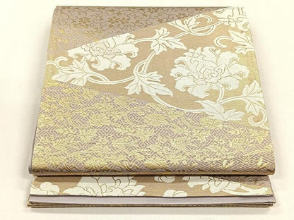 平和屋着物◎六通柄袋帯　更紗花唐草文　金糸　正絹　逸品　未使用　CABH7528yk